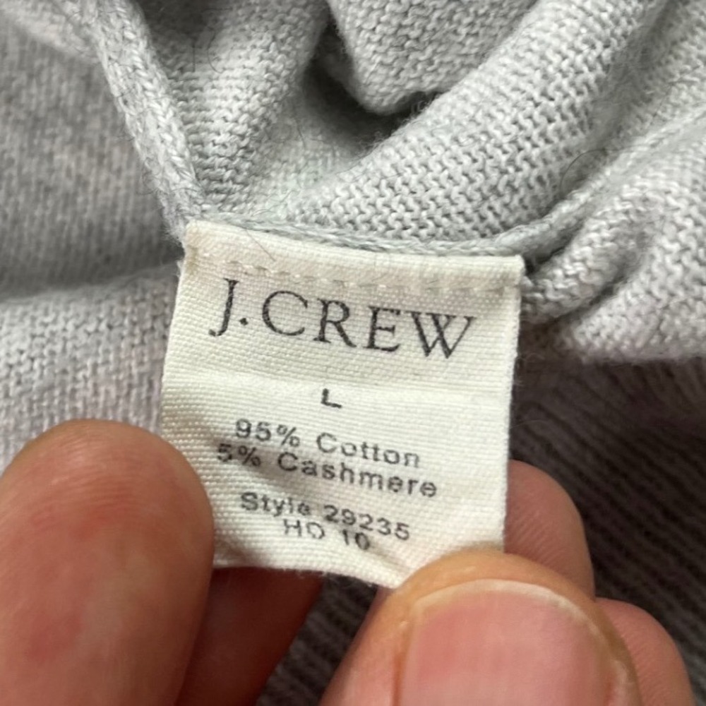 J.Crew Mens V-Neck Sweater Size Large Cotton Cashmere Gray Lightweight Grandpa - Picture 7 of 8